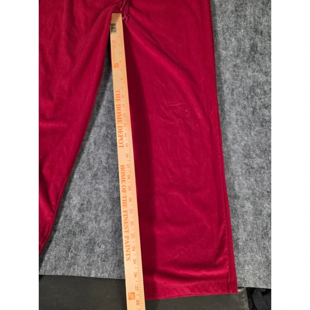 Ralph Lauren Pants Womens Small Velour Wide Leg Red Drawstring Lounge Fleece